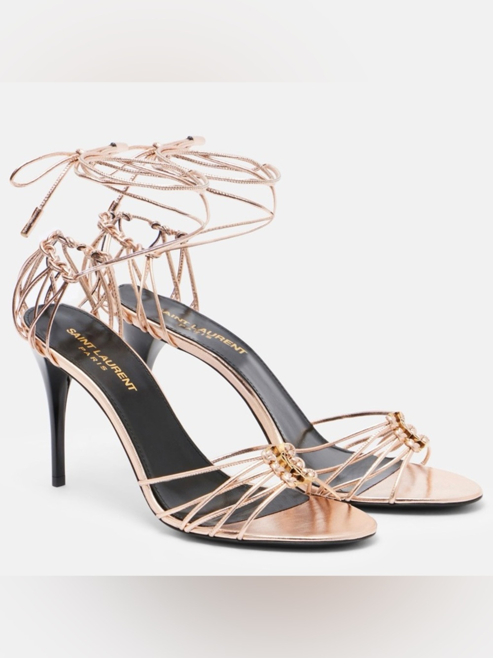 SAINT LAURENT Babylone 90 YSL logo strappy heels sandals